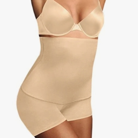 Maidenform Hi-Waist Firm Control torso shaping BoyShort beige nude sz L NWT - Picture 2 of 5